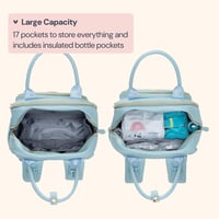 Rucsac de Scutece BabbleRoo din Piele, Albastru Deschis - Geantă de Călătorie Impermeabilă cu Accesorii pentru Scutece 4