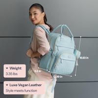 Rucsac de Scutece BabbleRoo din Piele, Albastru Deschis - Geantă de Călătorie Impermeabilă cu Accesorii pentru Scutece 3