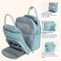 Rucsac de Scutece BabbleRoo din Piele, Albastru Deschis - Geantă de Călătorie Impermeabilă cu Accesorii pentru Scutece 5