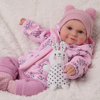 BABESIDE Élethű Újszülött Baba 50 cm - Nyitott Szemű Játékbaba Lányoknak, Puha Testű Valósághű Csecsemő Baba Rózsaszín Ruhában 6