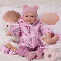 BABESIDE Élethű Újszülött Baba 50 cm - Nyitott Szemű Játékbaba Lányoknak, Puha Testű Valósághű Csecsemő Baba Rózsaszín Ruhában 3