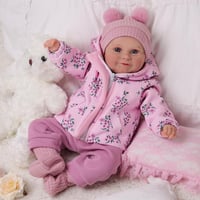 BABESIDE Élethű Újszülött Baba 50 cm - Nyitott Szemű Játékbaba Lányoknak, Puha Testű Valósághű Csecsemő Baba Rózsaszín Ruhában 1