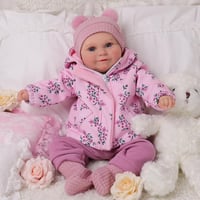 BABESIDE Élethű Újszülött Baba 50 cm - Nyitott Szemű Játékbaba Lányoknak, Puha Testű Valósághű Csecsemő Baba Rózsaszín Ruhában 2