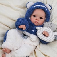 BABESIDE Élethű Újszülött Baba Fiú - 43 cm-es Alvó Csecsemő Baba Puha Testtel, Barna, Vinil Anyagból, Játékbaba Gyerekeknek 1