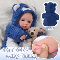 BABESIDE Élethű Újszülött Baba Fiú - 43 cm-es Alvó Csecsemő Baba Puha Testtel, Barna, Vinil Anyagból, Játékbaba Gyerekeknek 3