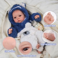 BABESIDE Élethű Újszülött Baba Fiú - 43 cm-es Alvó Csecsemő Baba Puha Testtel, Barna, Vinil Anyagból, Játékbaba Gyerekeknek 2