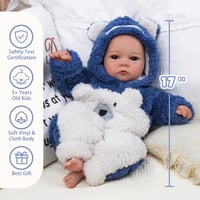 BABESIDE Élethű Újszülött Baba Fiú - 43 cm-es Alvó Csecsemő Baba Puha Testtel, Barna, Vinil Anyagból, Játékbaba Gyerekeknek 4