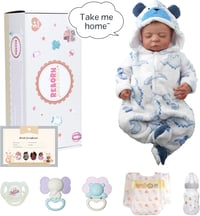BABESIDE Reborn Baba Fiú 50cm Valósághű Alvó Újszülött Baba Játékbaba Szövettest 7