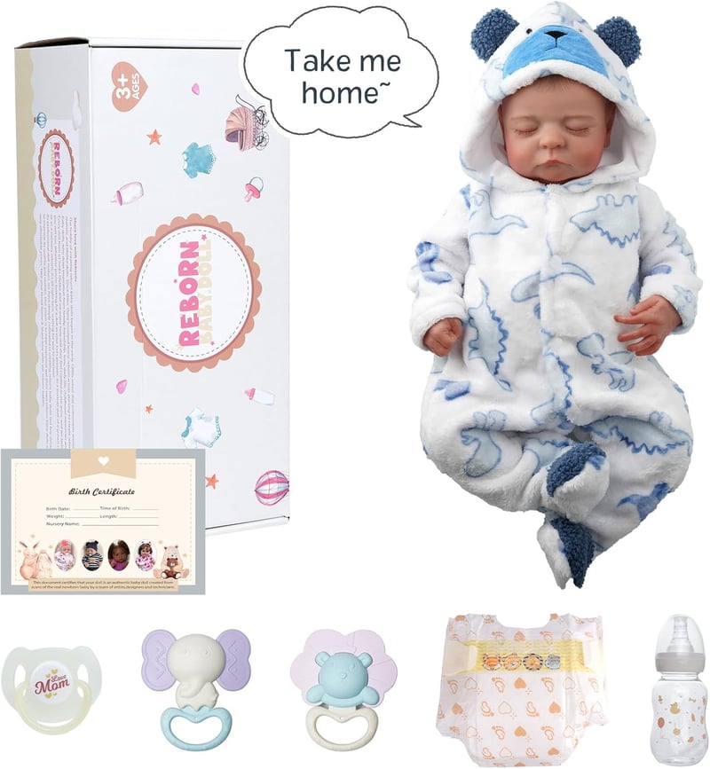 BABESIDE Reborn Baba Fiú 50cm Valósághű Alvó Újszülött Baba Játékbaba Szövettest
