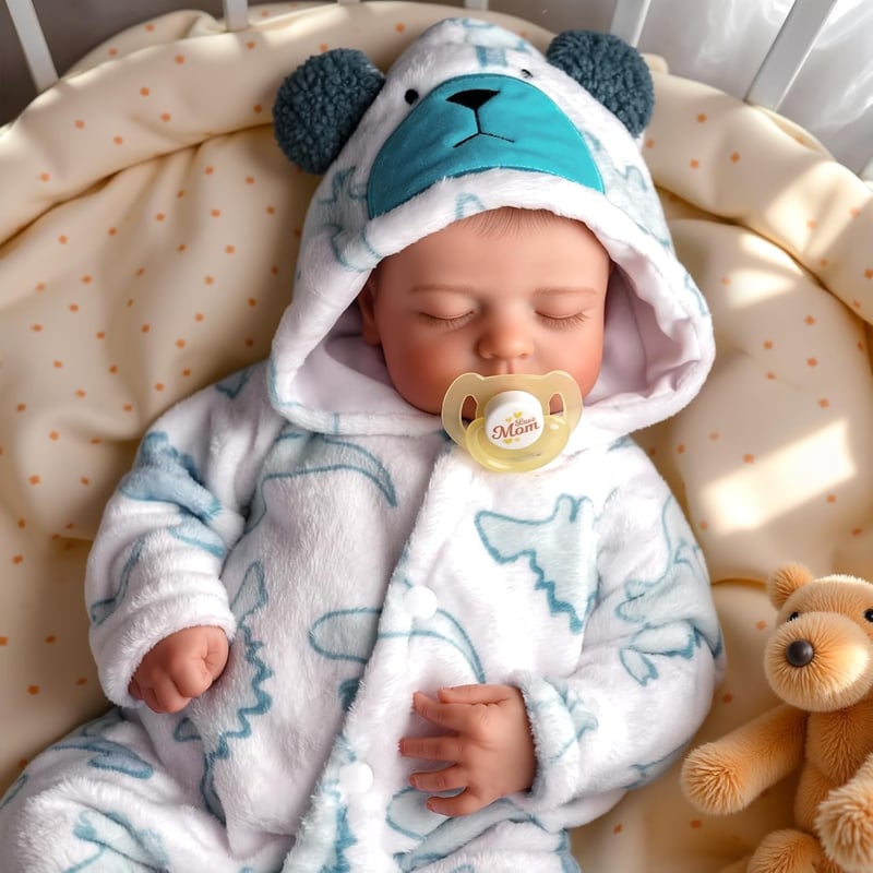 BABESIDE Reborn Baba Fiú 50cm Valósághű Alvó Újszülött Baba Játékbaba Szövettest