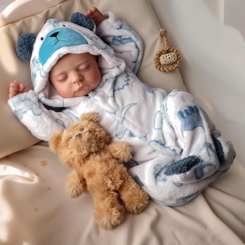 BABESIDE Reborn Baba Fiú 50cm Valósághű Alvó Újszülött Baba Játékbaba Szövettest