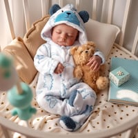 BABESIDE Reborn Baba Fiú 50cm Valósághű Alvó Újszülött Baba Játékbaba Szövettest 4