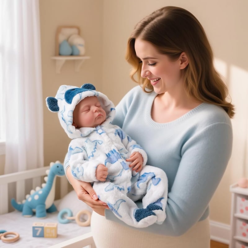 BABESIDE Reborn Baba Fiú 50cm Valósághű Alvó Újszülött Baba Játékbaba Szövettest