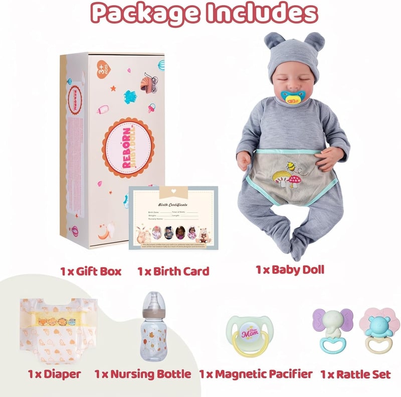 BABESIDE Újszülött Baba Figura 43cm Puha Vinil Testtel Mosható