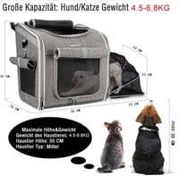 BABEYER Kutya Bicikli Kosár, Bővíthető Puha Szállító Táska 4 Ajtóval és Hálós Ablakokkal Kis Kutyáknak Macskáknak - Szürke 3