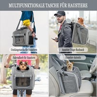 BABEYER Kutya Bicikli Kosár, Bővíthető Puha Szállító Táska 4 Ajtóval és Hálós Ablakokkal Kis Kutyáknak Macskáknak - Szürke 5