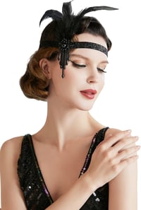 BABEYOND 1920-as Évek Fejpánt Női Gatsby Jelmez Kiegészítő Tollal Díszített Flapper Hajpánt 2
