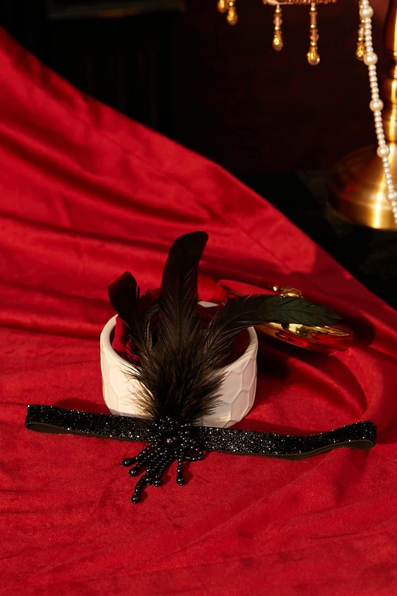 BABEYOND 1920-as Évek Fejpánt Női Gatsby Jelmez Kiegészítő Tollal Díszített Flapper Hajpánt