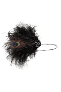 BABEYOND 1920-as Évek Fekete Tollpántos Hajpánt Női Charleston Flapper Stílus Great Gatsby Jelmez Kiegészítő Strasszkővel 5