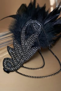 BABEYOND 1920-as Évek Flapper Hajpánt Fekete Tollal Great Gatsby Stílusú Női Fejdísz Vintage Retró Kiegészítő 3