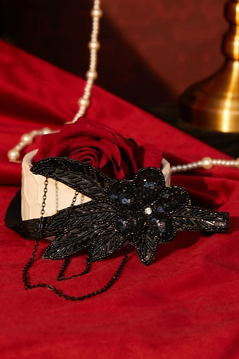 BABEYOND 1920s Flapper Hajpánt Kristály Díszítéssel Fekete Great Gatsby Vintage Fejdísz Retró Kiegészítő