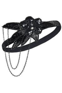 BABEYOND 1920s Flapper Hajpánt Kristály Díszítéssel Fekete Great Gatsby Vintage Fejdísz Retró Kiegészítő 4
