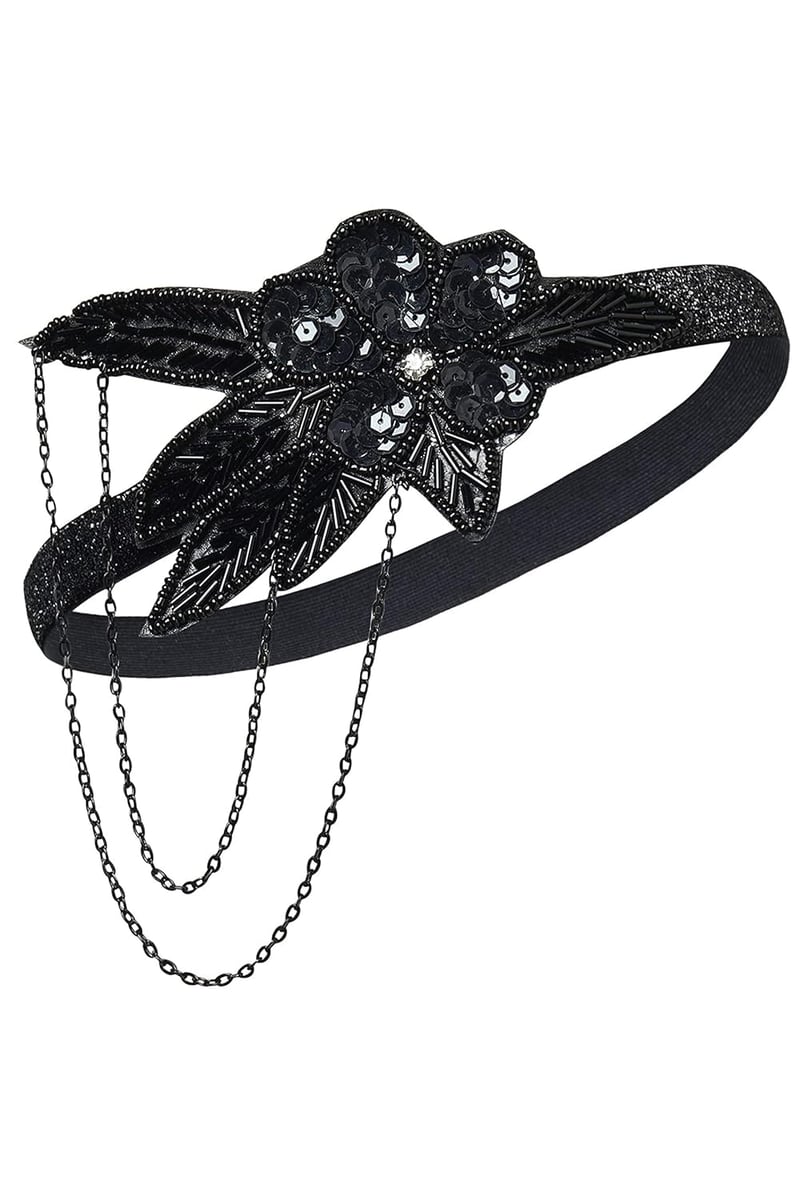 BABEYOND 1920s Flapper Hajpánt Kristály Díszítéssel Fekete Great Gatsby Vintage Fejdísz Retró Kiegészítő
