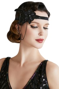 BABEYOND 1920-e Flapper traka za glavu s kristalnim ukrasom, crna Great Gatsby vintage pokrivalo za glavu, retro dodatak 1