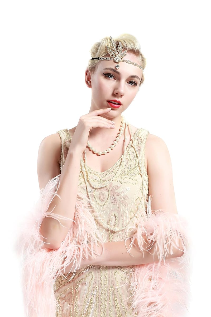 BABEYOND Vintage Hajpánt Arany Színű Gyöngyös Levél Medálos 1920s Stílusú Fejdísz Nőknek Great Gatsby Inspirált