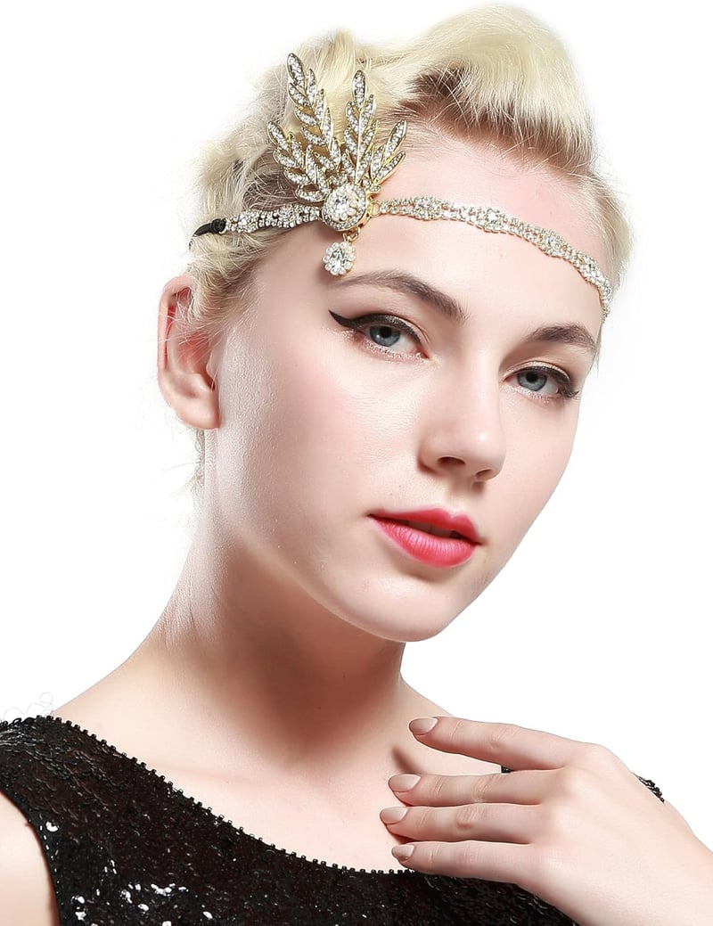 BABEYOND Vintage Hajpánt Arany Színű Gyöngyös Levél Medálos 1920s Stílusú Fejdísz Nőknek Great Gatsby Inspirált