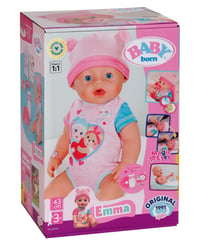 Bábika BABY born Emma 43 cm, 10 funkcií, s doplnkami a dupačkami, funguje bez batérií, od 3 rokov 10