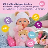 Mäkká bábika Baby Born Rosie 30 cm so 6 zvukmi a fľašou, interaktívna plyšová bábika od 1 roka 3