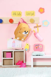 Ruksak pre bábiku BABY Born Zapf Creation v tvare medvedíka s desiatovým boxom a fľašou - žltý - 36 cm 10