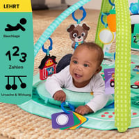Hracia deka Baby Einstein Farm Explorers 4-in-1 Kickin' Tunes s hudobným klavírom na kopanie a podporou jazykového vzdelávania, od 0 mesiacov 10