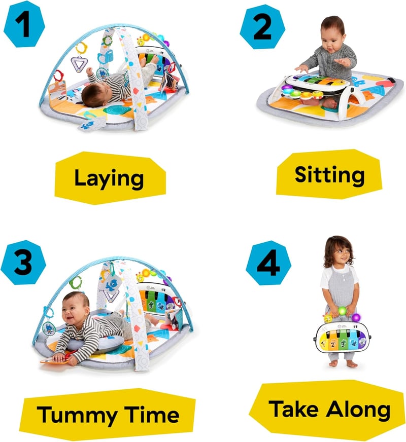 Baby Einstein Kickin' Tunes 4 az 1-ben Zenei Játszógimnasztika Zongorával, 70+ Hang és Fény, 7 Játék - Kickin Tunes 4-in-1 Mat