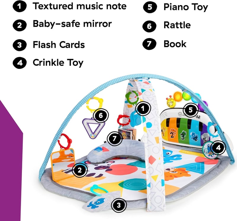 Baby Einstein Kickin' Tunes 4 az 1-ben Zenei Játszógimnasztika Zongorával, 70+ Hang és Fény, 7 Játék - Kickin Tunes 4-in-1 Mat