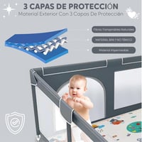 Baby Playpen 120x120 cm összecsukható játszópen szürke szőnyeggel és légáteresztő hálóval 7