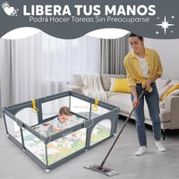 Baby Playpen 120x120 cm összecsukható játszópen szürke szőnyeggel és légáteresztő hálóval 6