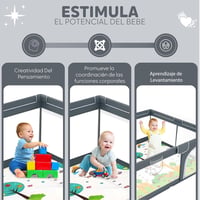 Baby Playpen 120x120 cm összecsukható játszópen szürke szőnyeggel és légáteresztő hálóval 3