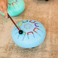 BABY TAMBÚ Acél Nyelv Dob 15 cm 8 Hangú Handpan Ütőhangszer Kék Színben - Zenélő Fémdob Kezdőknek Kiegészítőkkel 2