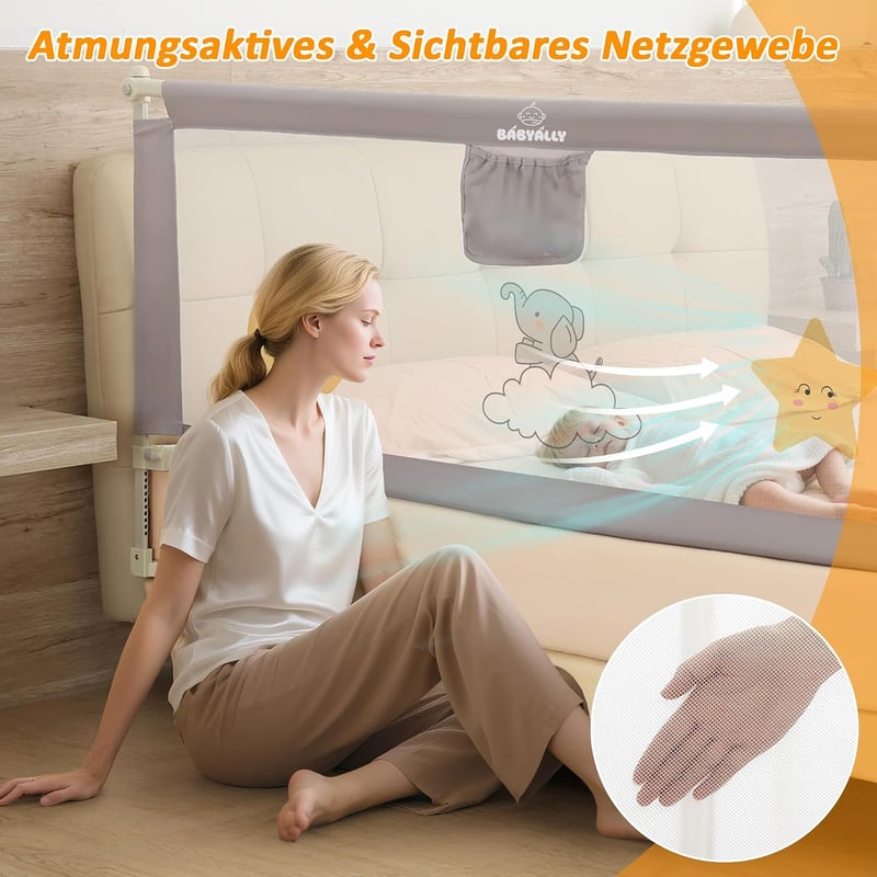 BabyAlly 3 részes ágyneművédő szett - 2x200cm + 1x180cm összecsukható balesetvédelmi rács