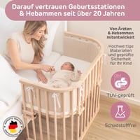 Detská prístelka a postieľka babybay Maxi Extra veľká z masívneho bukového dreva, nastaviteľná výška, prírodný neošetrený povrch, rastúca detská posteľ 5