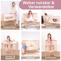 Detská prístelka a postieľka babybay Maxi Extra veľká z masívneho bukového dreva, nastaviteľná výška, prírodný neošetrený povrch, rastúca detská posteľ 7