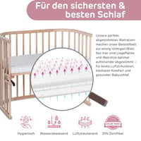 Detská prístelka a postieľka babybay Maxi Extra veľká z masívneho bukového dreva, nastaviteľná výška, prírodný neošetrený povrch, rastúca detská posteľ 3