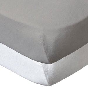Set 2 cearșafuri cu elastic BabyCalin 60x120 cm - Alb/Taupe, pentru pătuț