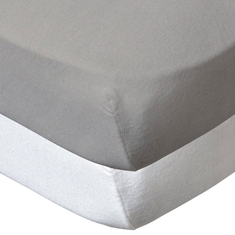 Set 2 cearșafuri cu elastic BabyCalin 60x120 cm - Alb/Taupe, pentru pătuț