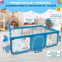 BabyJoy dječja igraonica 120x180 cm s čičak metom, košem za košarku i golom, sigurna i prostrana dječja ogradica s dodacima 6