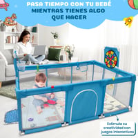 BabyJoy dječja igraonica 120x180 cm s čičak metom, košem za košarku i golom, sigurna i prostrana dječja ogradica s dodacima 2