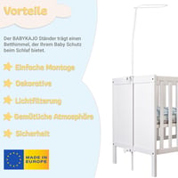 Babykajo držiak na baldachýn do detskej postieľky – namontovateľný kovový rám pre chlapčenské a dievčenské postieľky, bez nutnosti vŕtania do stropu 2