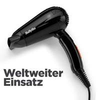 Uscător de păr pliabil de voiaj BaByliss 5334E – 2000W, pliabil, voltaj universal, 2 trepte de viteză, negru/portocaliu 6